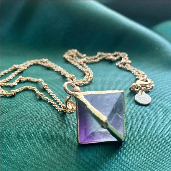 18K Gold Fluorite Crystal Boho Necklace - Picture 3 of 4